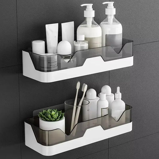 Bathroom Shelf Organizer Shower Storage Rack Black Corner Shelves Wall Mounted Aluminum Toilet Shampoo Holder No Drill