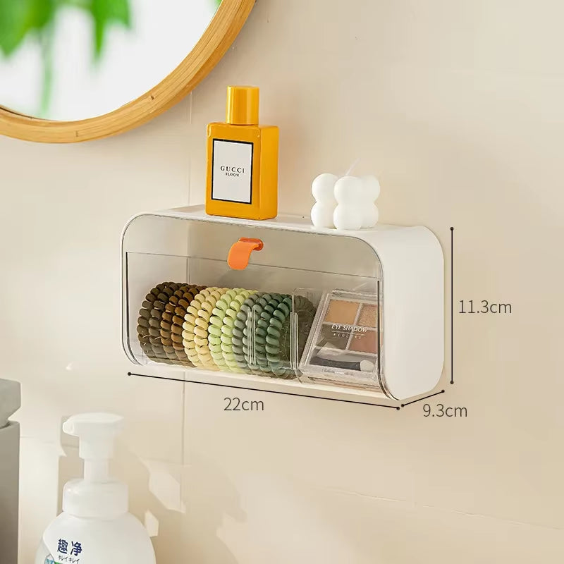 Toilet Storage Box Wall Mounted Cotton Pad Storage Boxes Dustproof Bathroom Organizer Makeup Lipstick Adhesive Jewelry Holder