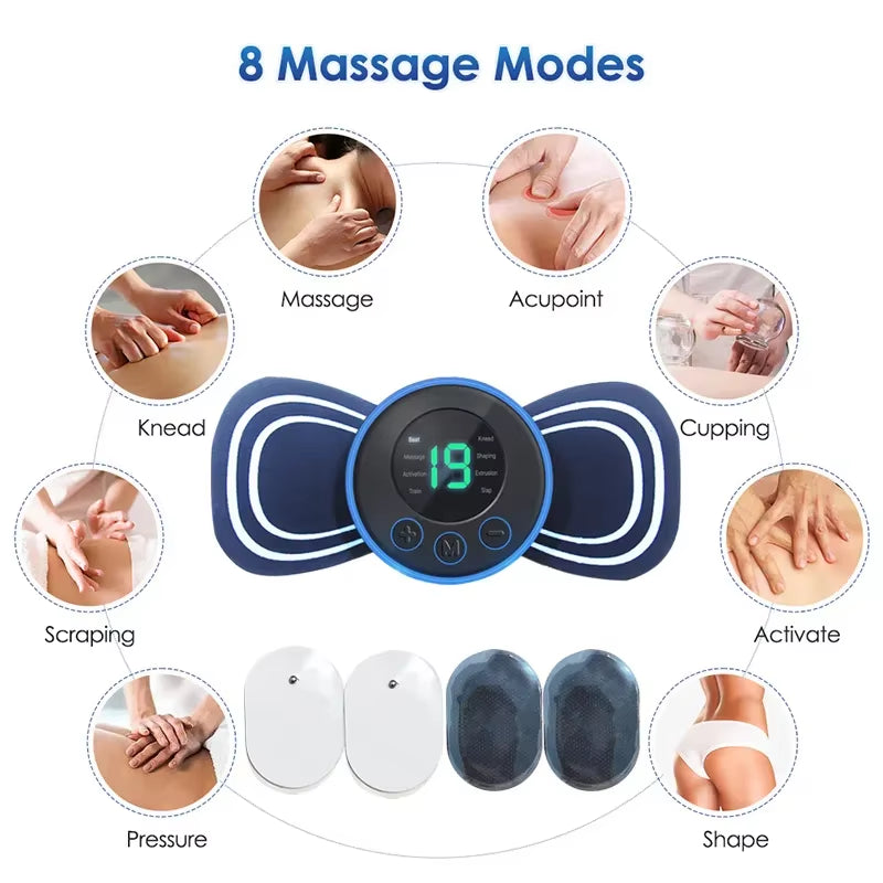 Mini Neck Massager Electric Muscle Stimulator Cervical Massage Patches Massage Pads Remote Control for Back Body Health